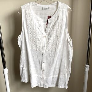Avenue sleeveless blouse white 2x